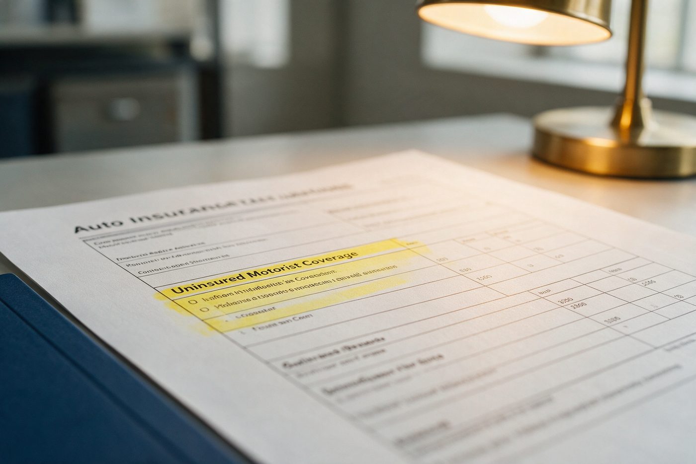 Florida insurance declarations page showing UM coverage limits